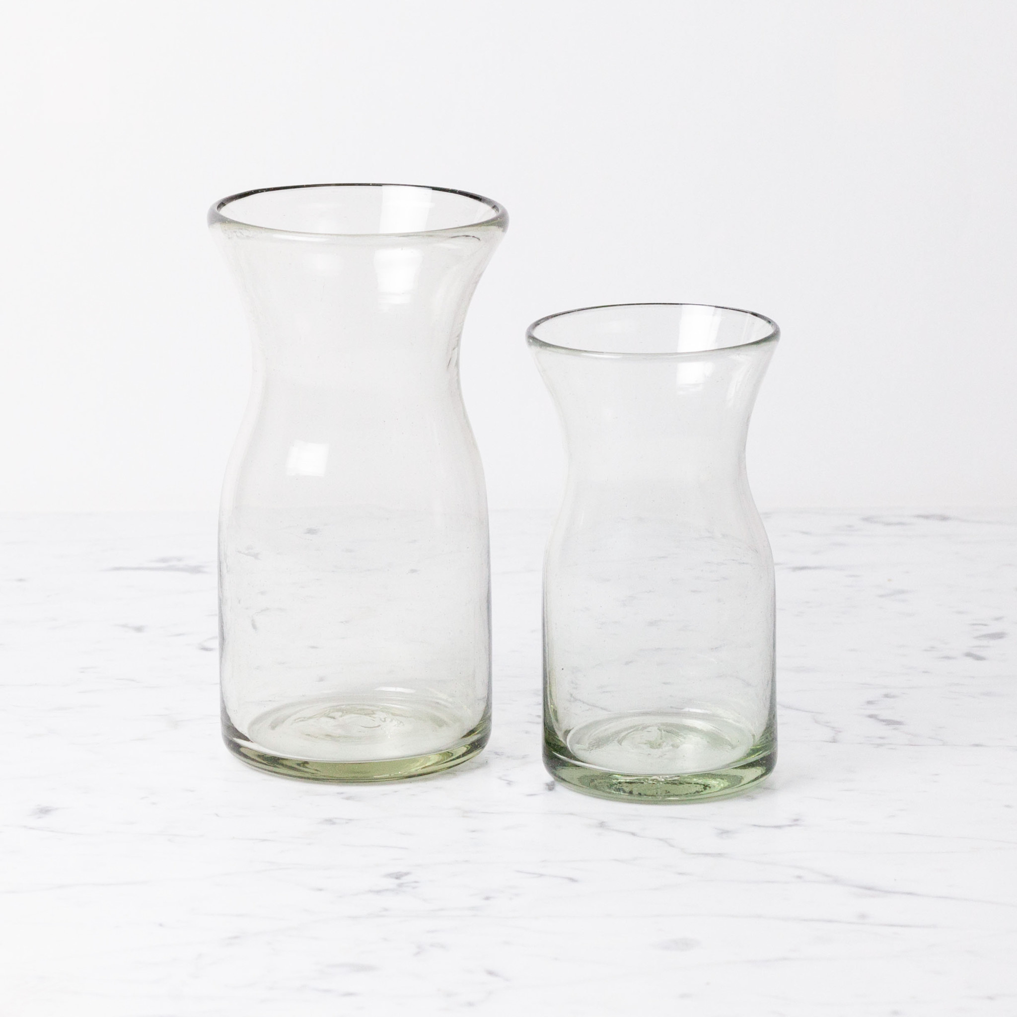 Handblown Mexican Recycled Glass Carafe - Short