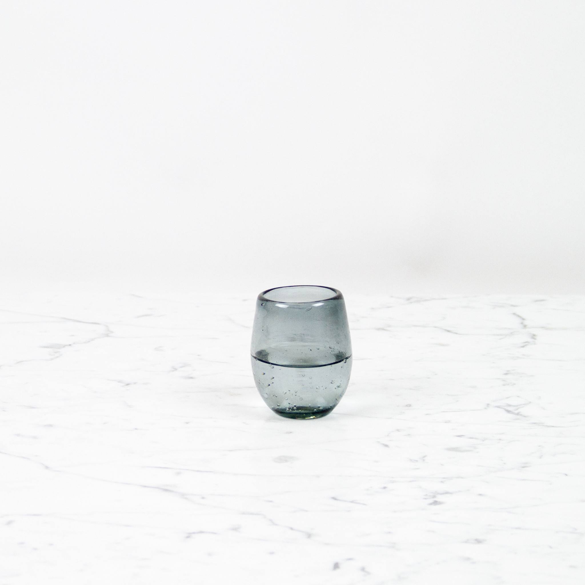 Handblown Mexican Recycled Oval Cocktail Glass Smoke Blue 4oz