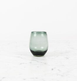 Handblown Mexican Recycled Oval Cocktail Glass - Smoke Blue