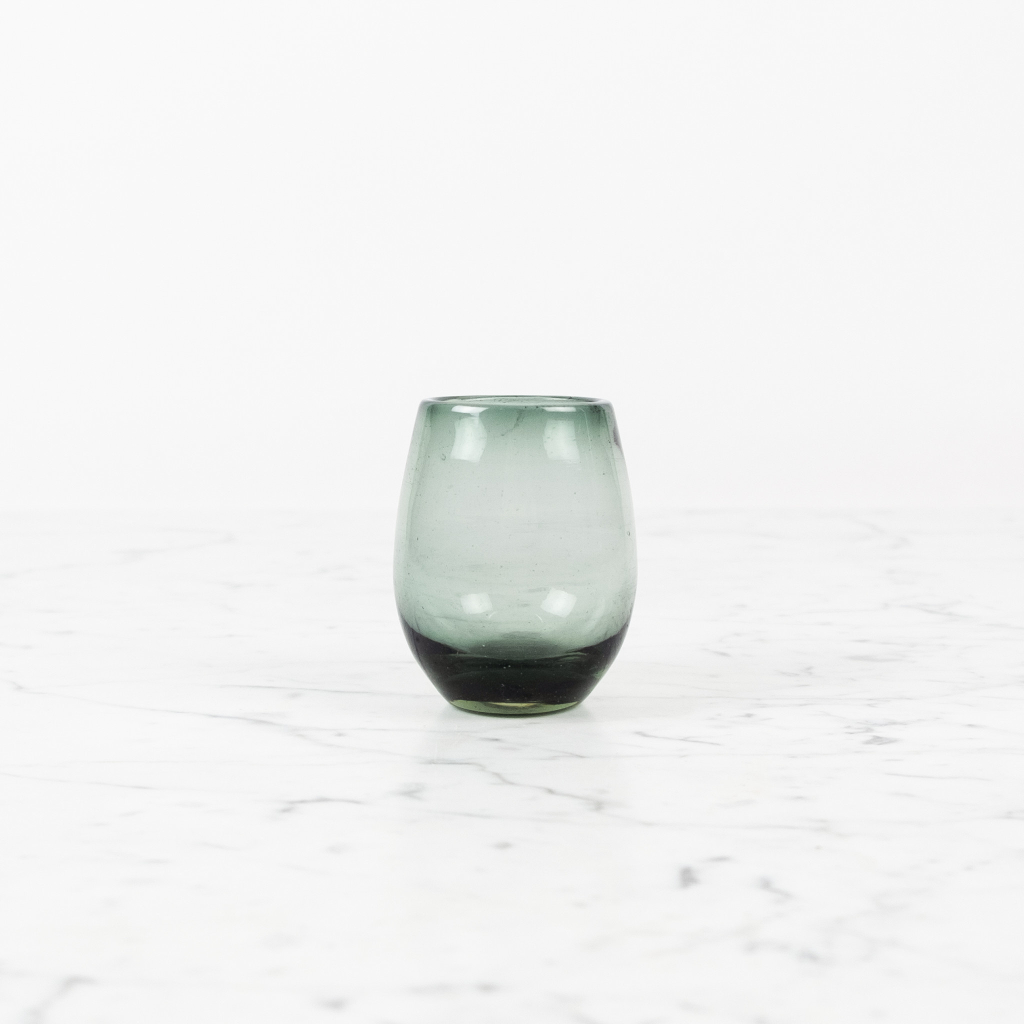 Handblown Mexican Recycled Oval Cocktail Glass Smoke Blue 4oz