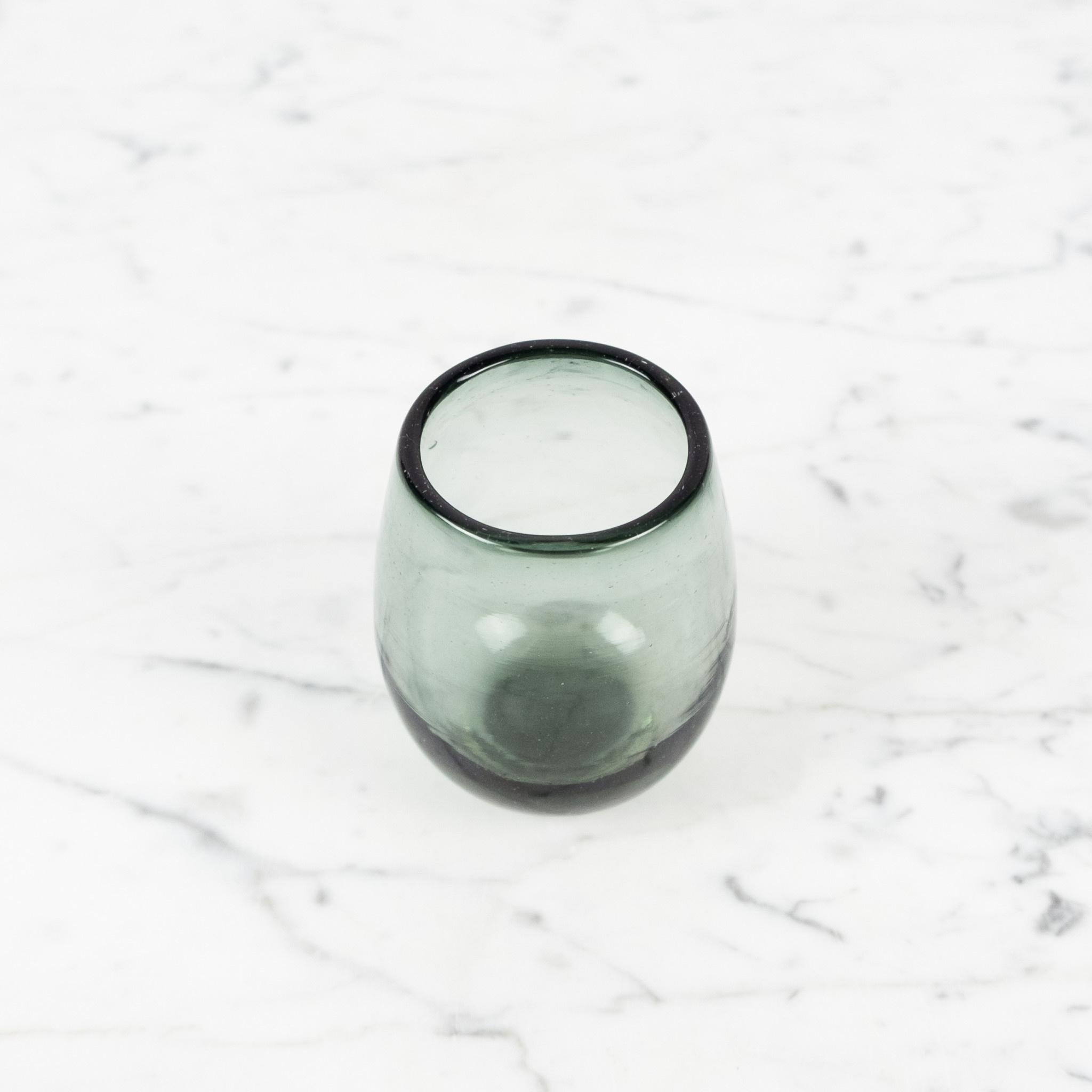 Handblown Mexican Recycled Oval Cocktail Glass Smoke Blue 4oz
