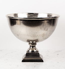 Large Nickel Champagne Bucket or Planter Vessel - Square Foot - 15 x 17"