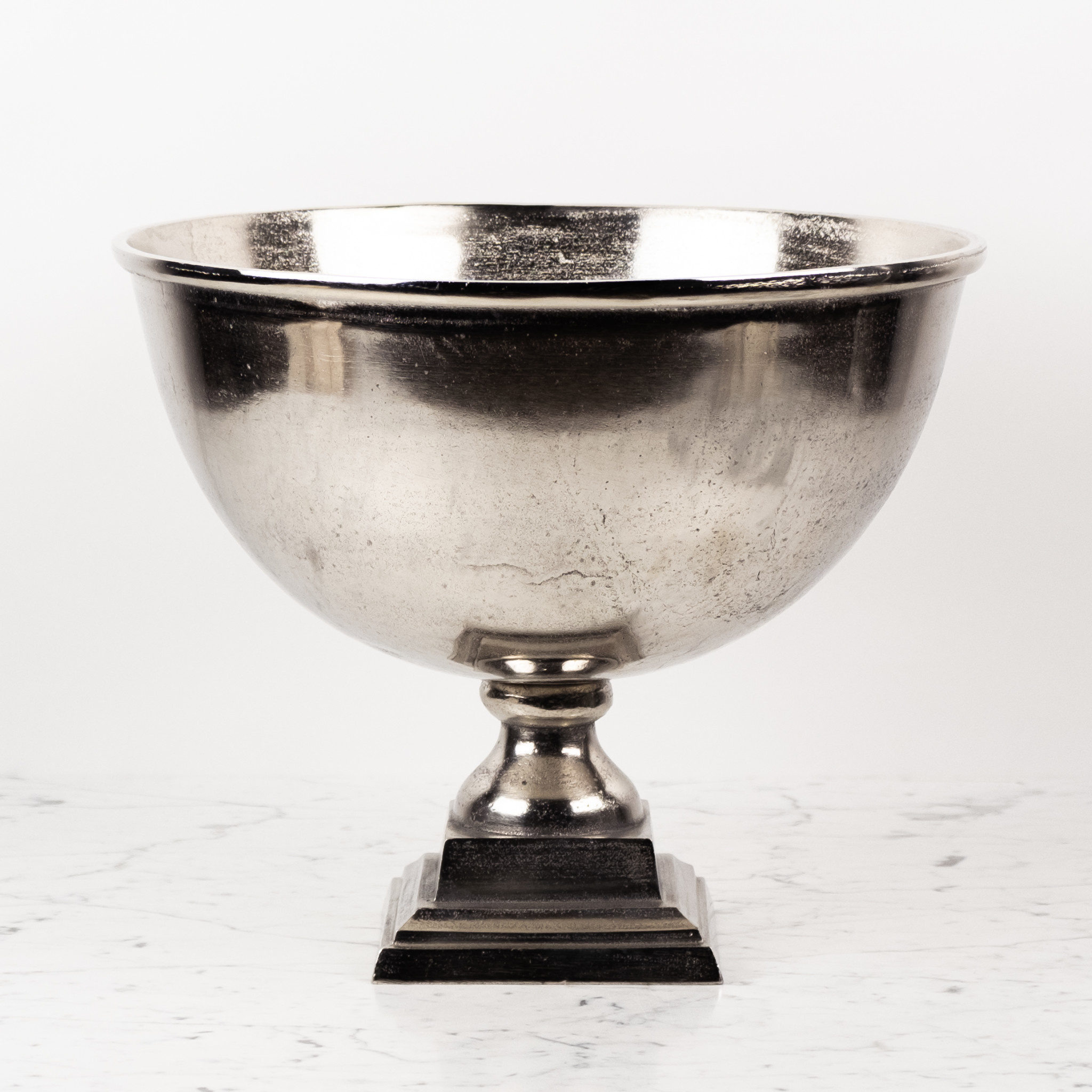 Large Nickel Champagne Bucket or Planter Vessel - Square Foot - 15 x 17"