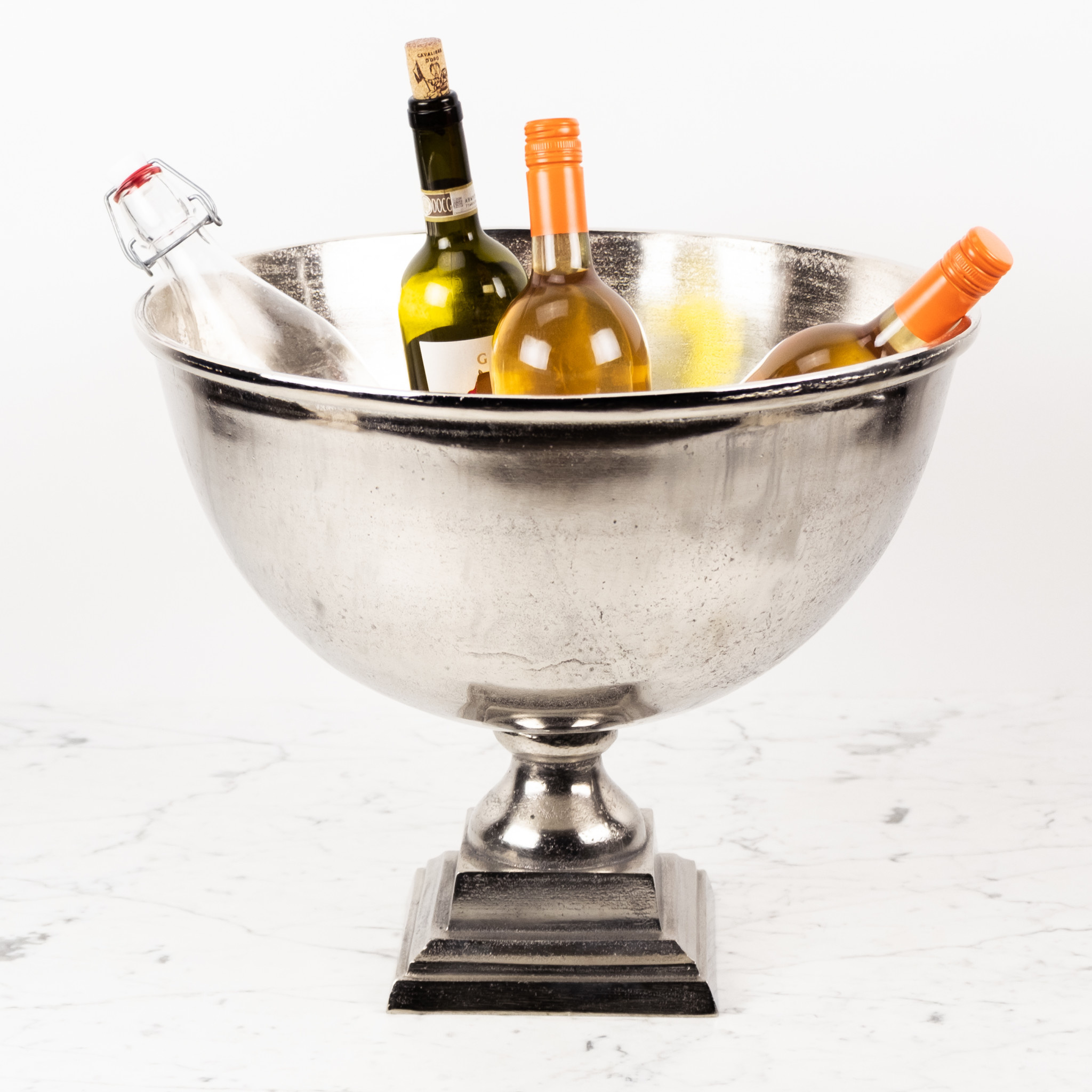 Large Nickel Champagne Bucket or Planter - Square Foot - 15 x 17"