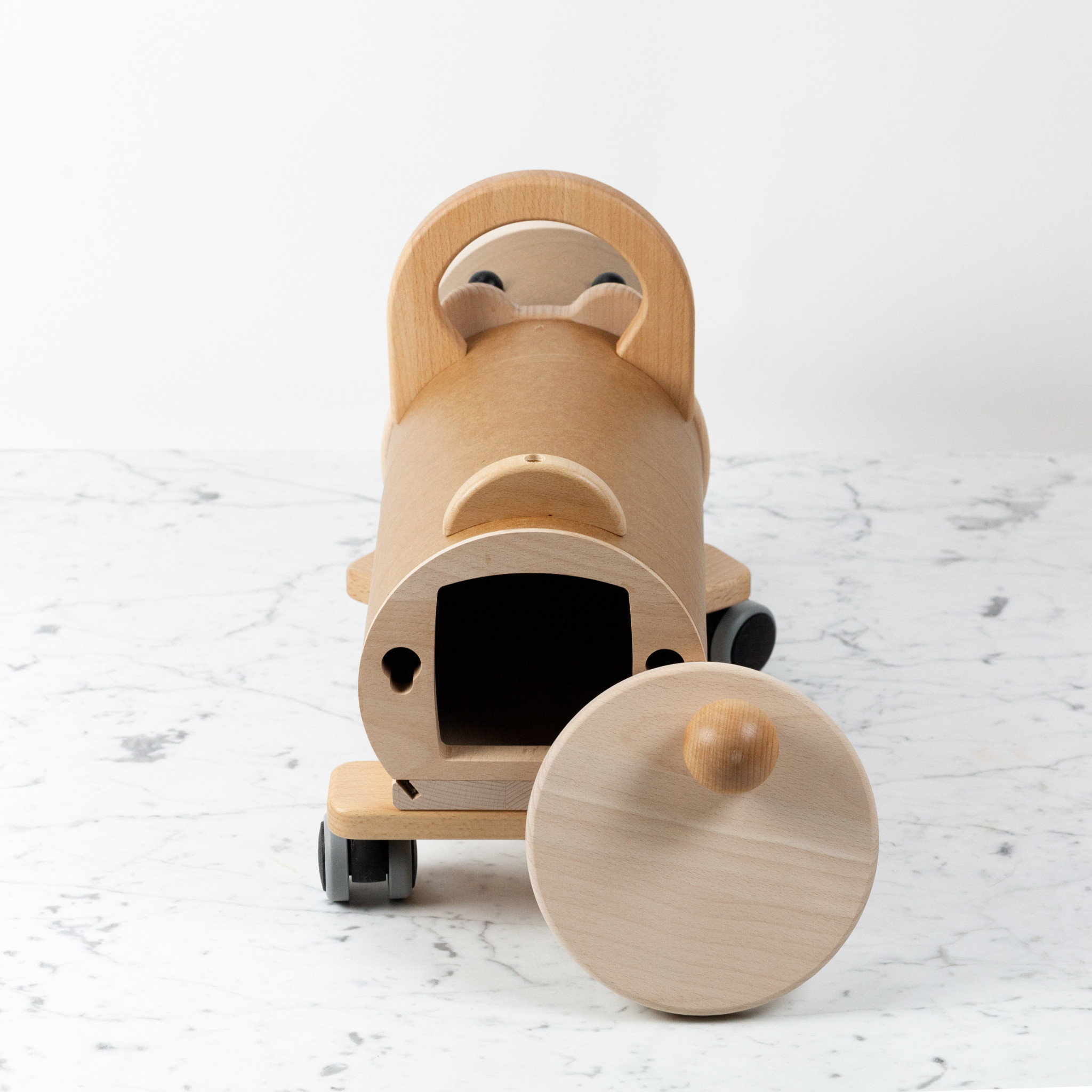 Wooden Riding Hippo with Storage Rump