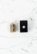DUX Brass Adjustable Pencil Sharpener in Black Leather Case