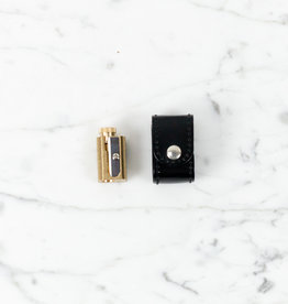 DUX Brass Adjustable Pencil Sharpener in Black Leather Case