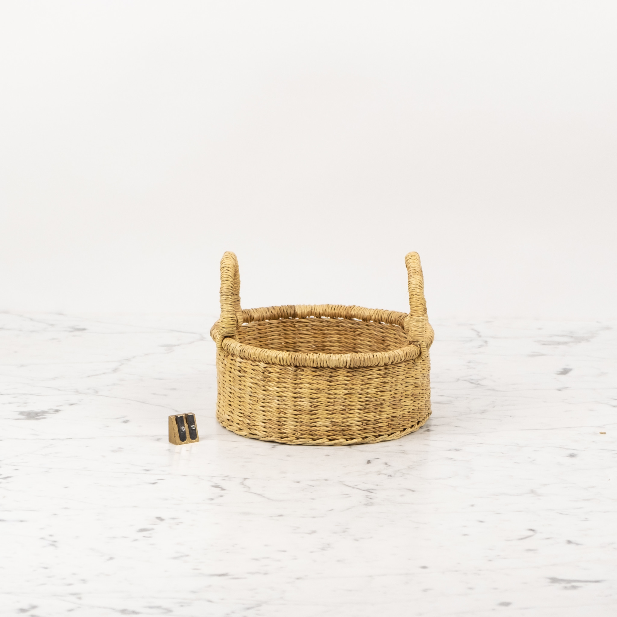 Natural Woven Grass Floor Basket - Medium - The Foundry Home Goods