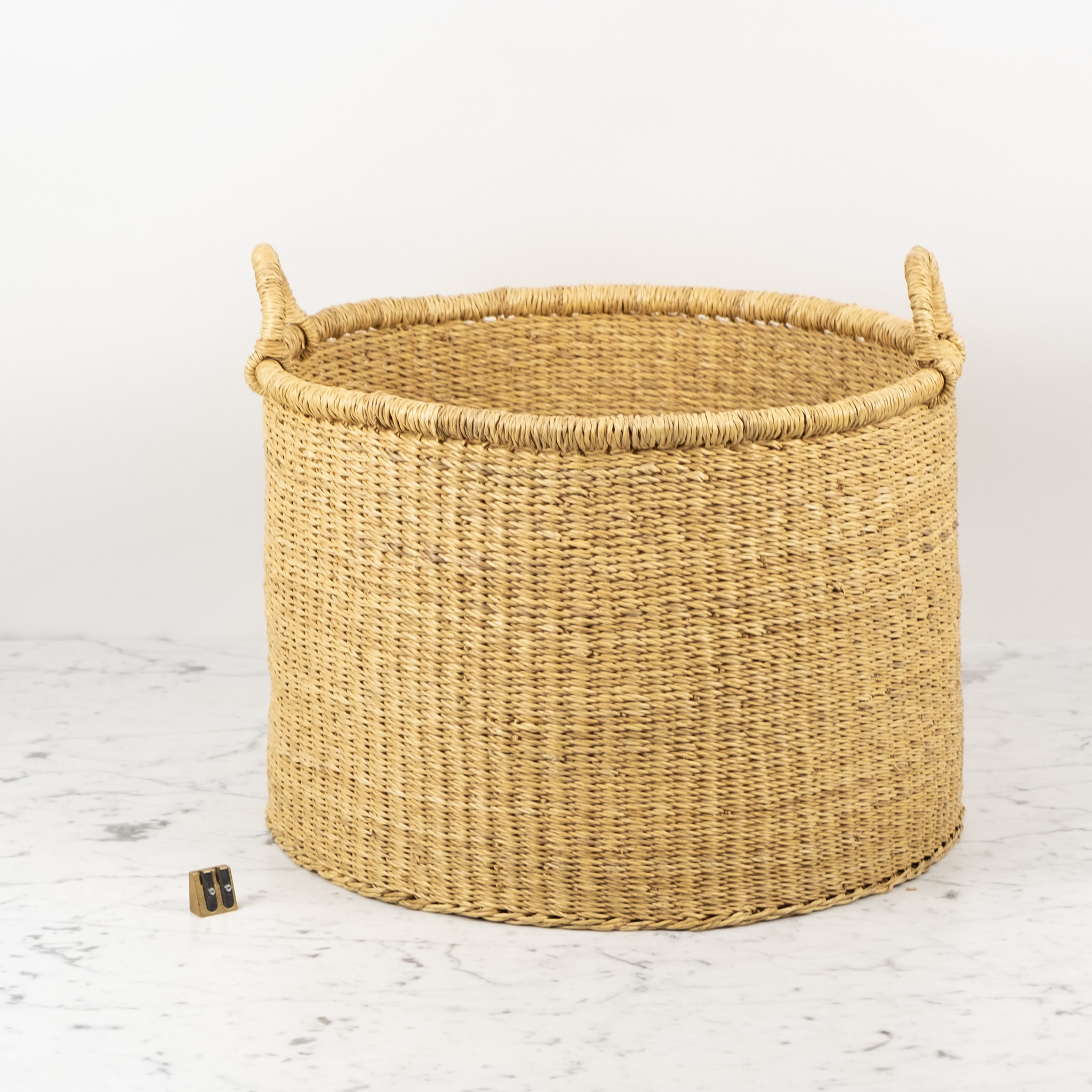 Natural Woven Grass Floor Basket - 17"D