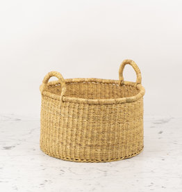 Natural Woven Bolga Grass Floor Basket  - 13"D