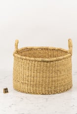 Natural Woven Bolga Grass Floor Basket  - 13"D