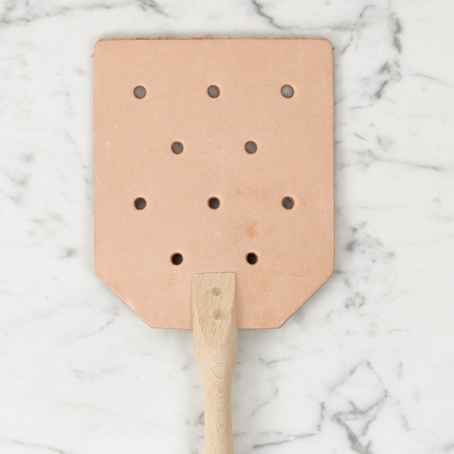 German Beechwood and Leather Fly Swatter 20"
