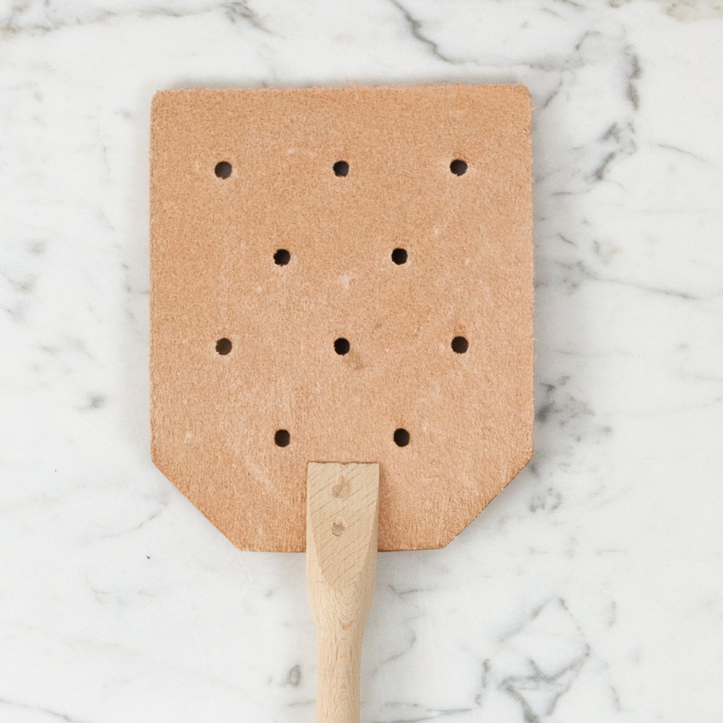 German Beechwood and Leather Fly Swatter 20"
