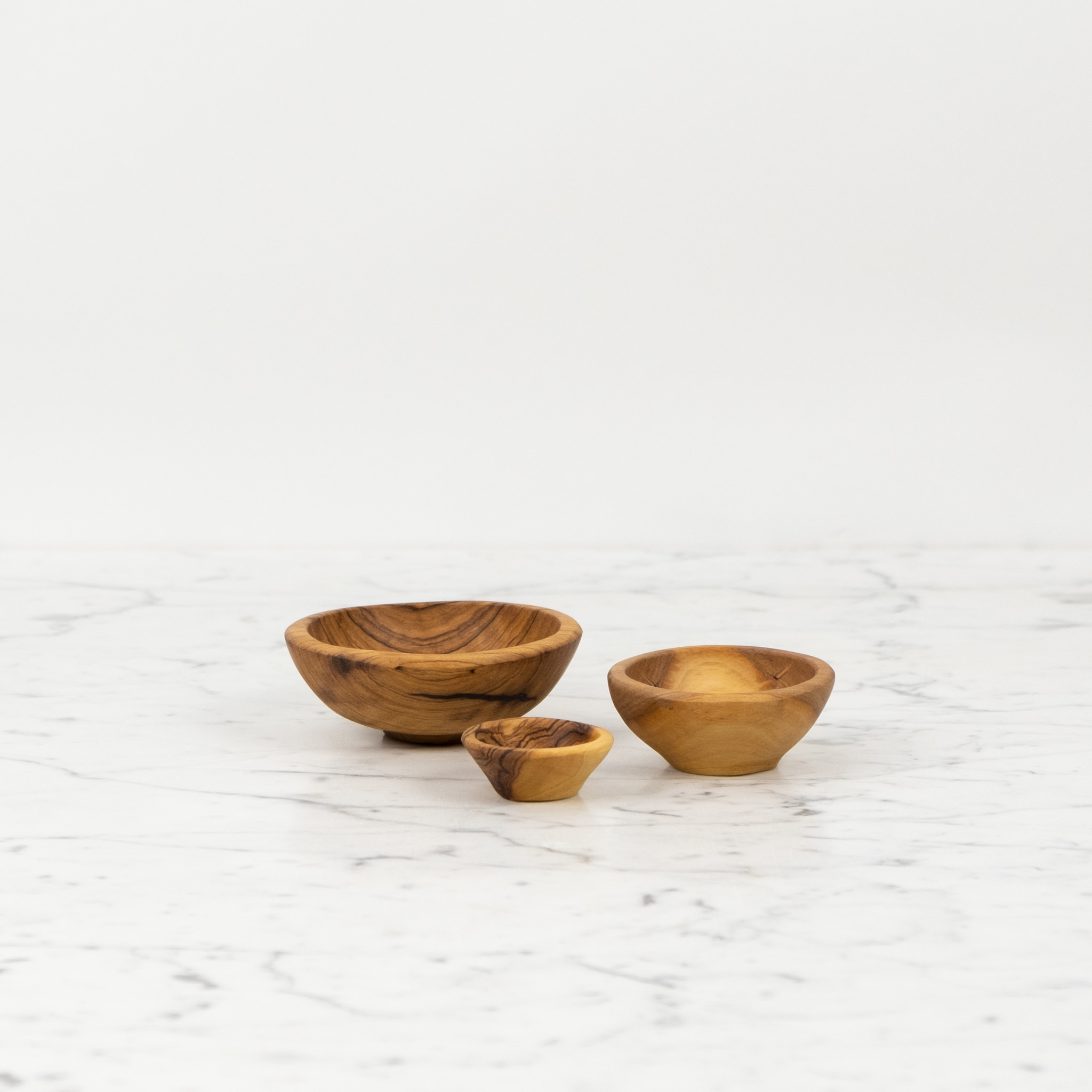 Set of 3 Olivewood Bowls - 2.5", 3" and 4"D