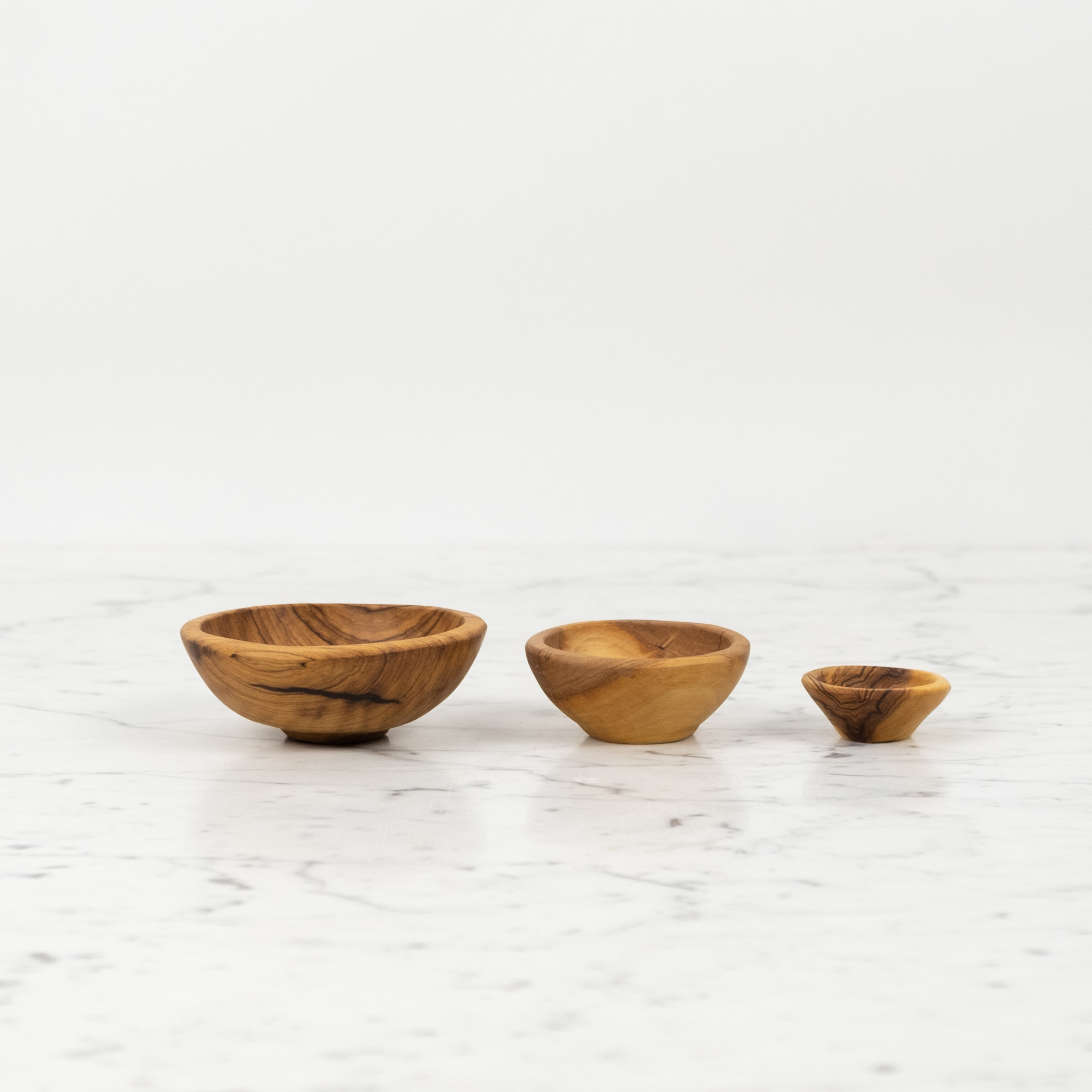 Set of 3 Olivewood Bowls - 2.5", 3" and 4"D