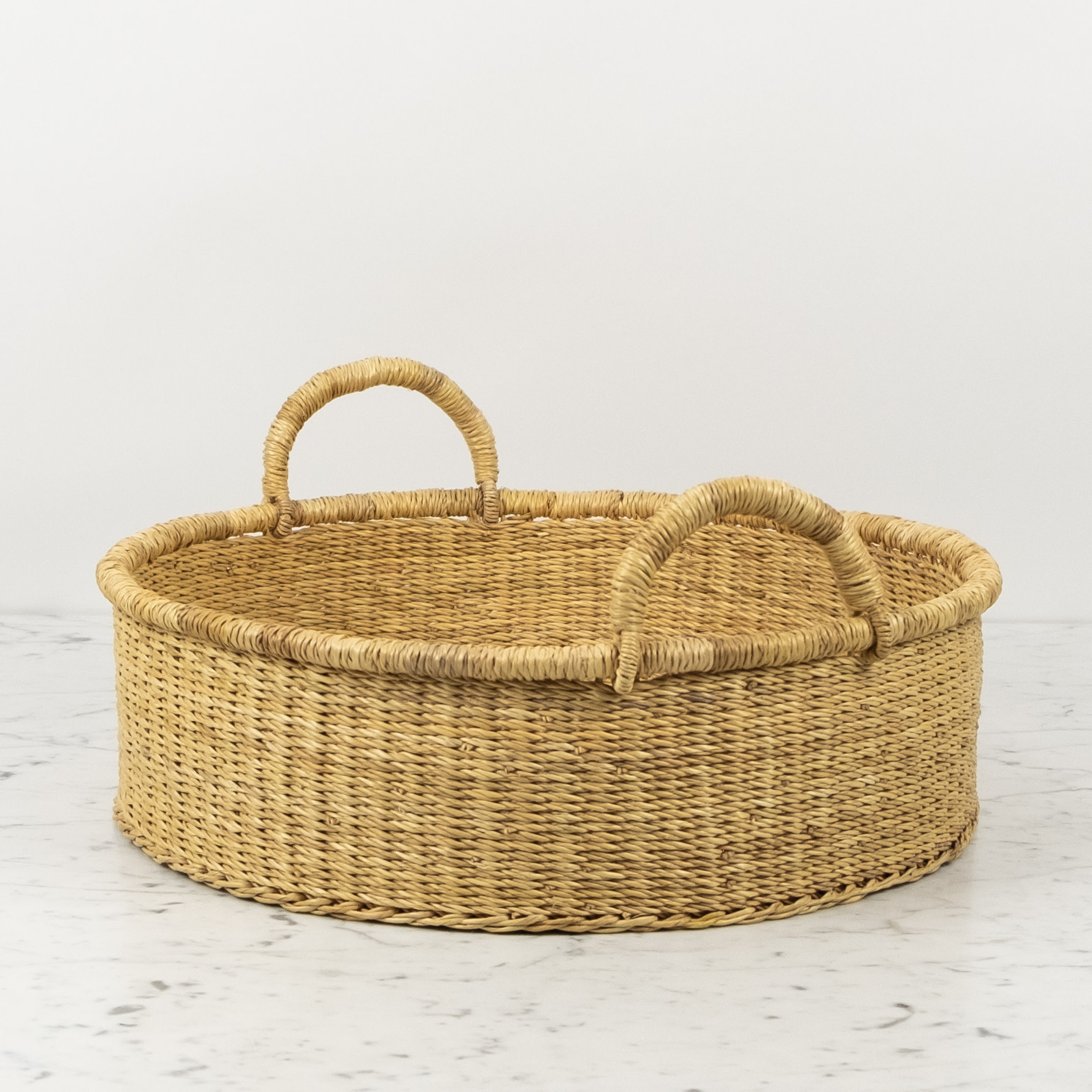 Handwoven Low Bolga Tray - 17 to 18"D - Medium