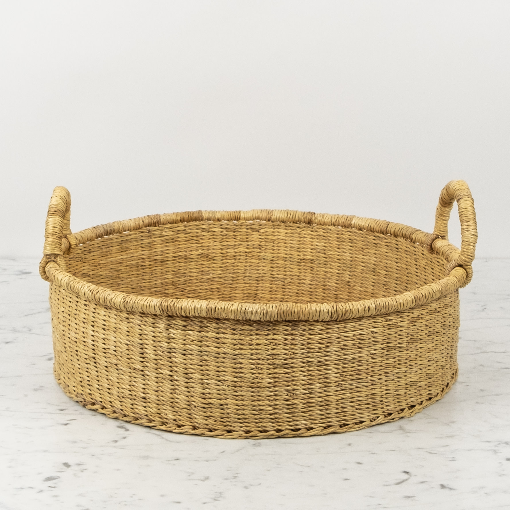 Handwoven Low Bolga Tray - 17 to 18"D - Medium