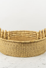 Handwoven Low Bolga Tray - 17 to 18"D - Medium