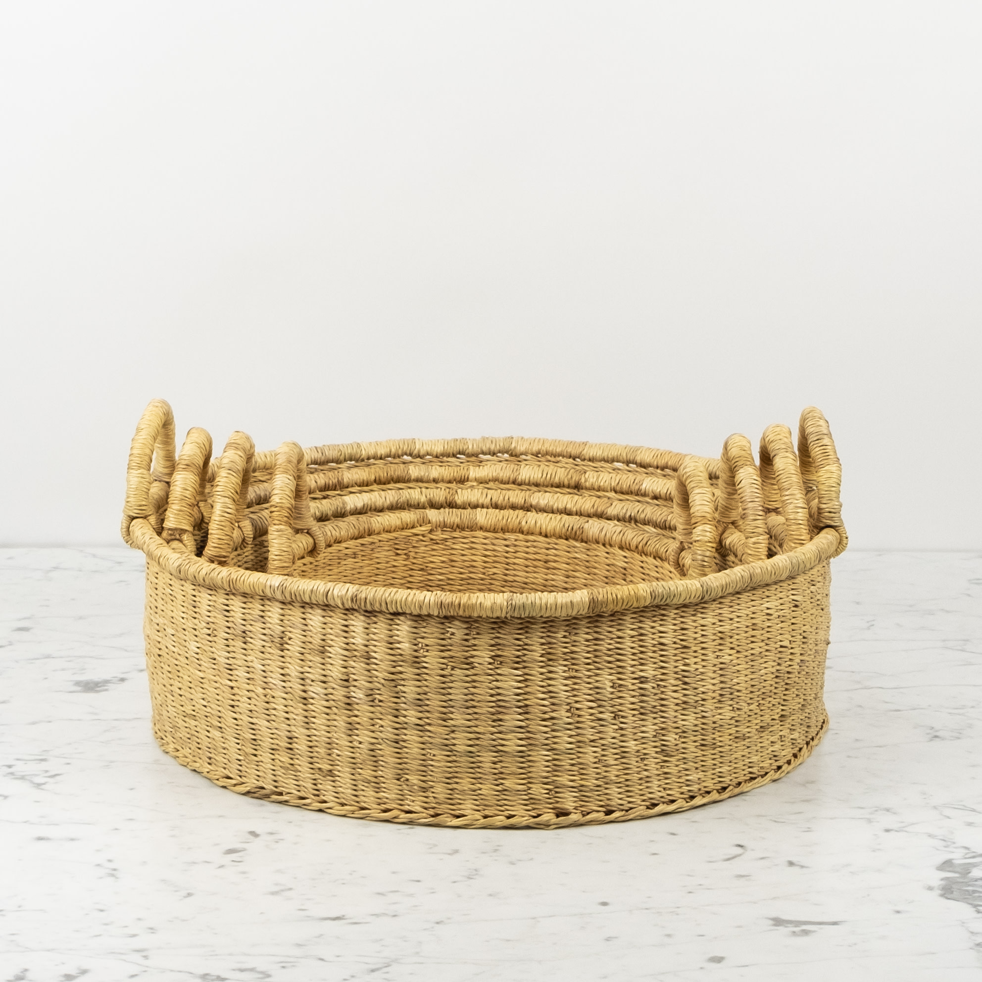Handwoven Low Bolga Tray - 17 to 18"D - Medium