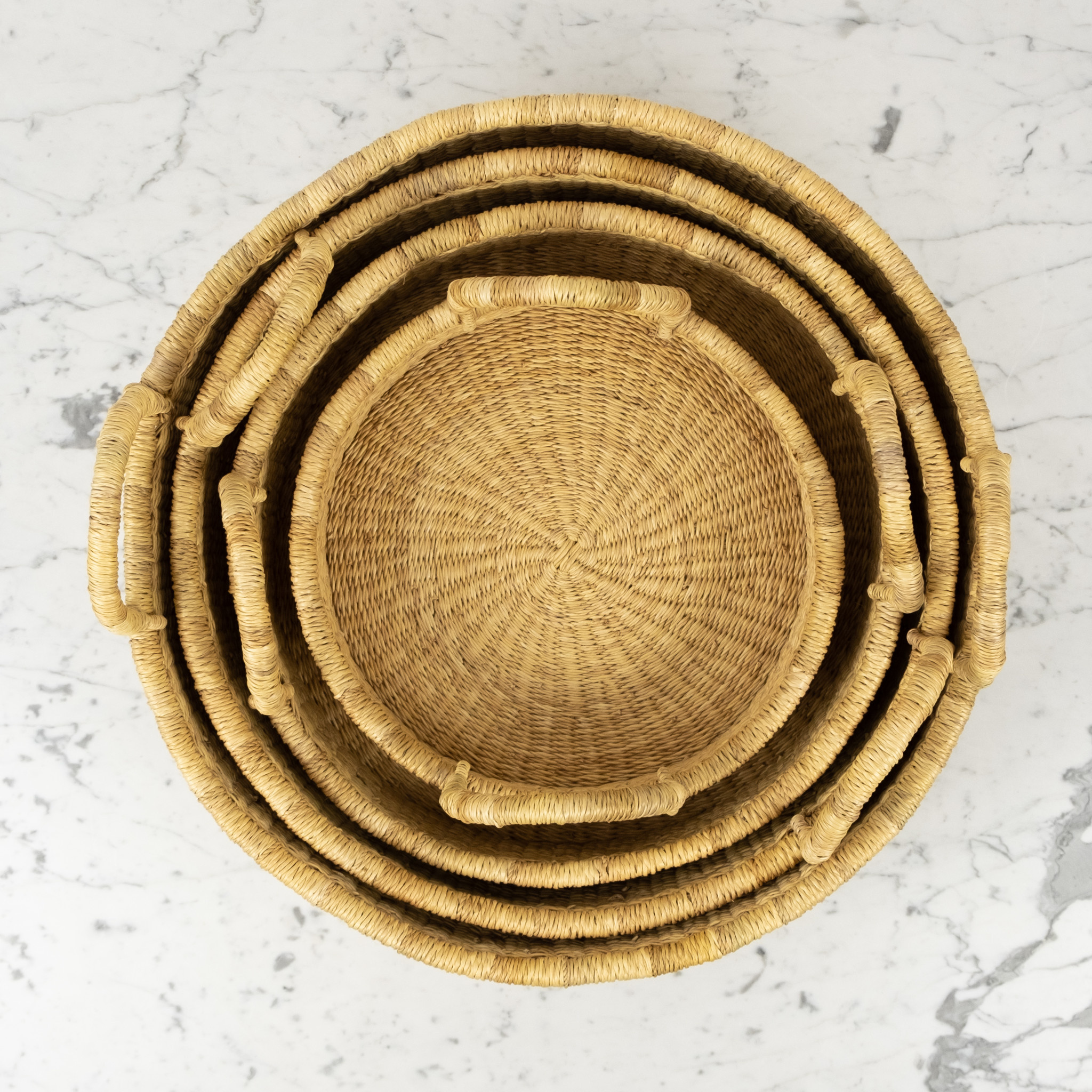 Handwoven Low Bolga Tray - 17 to 18"D - Medium