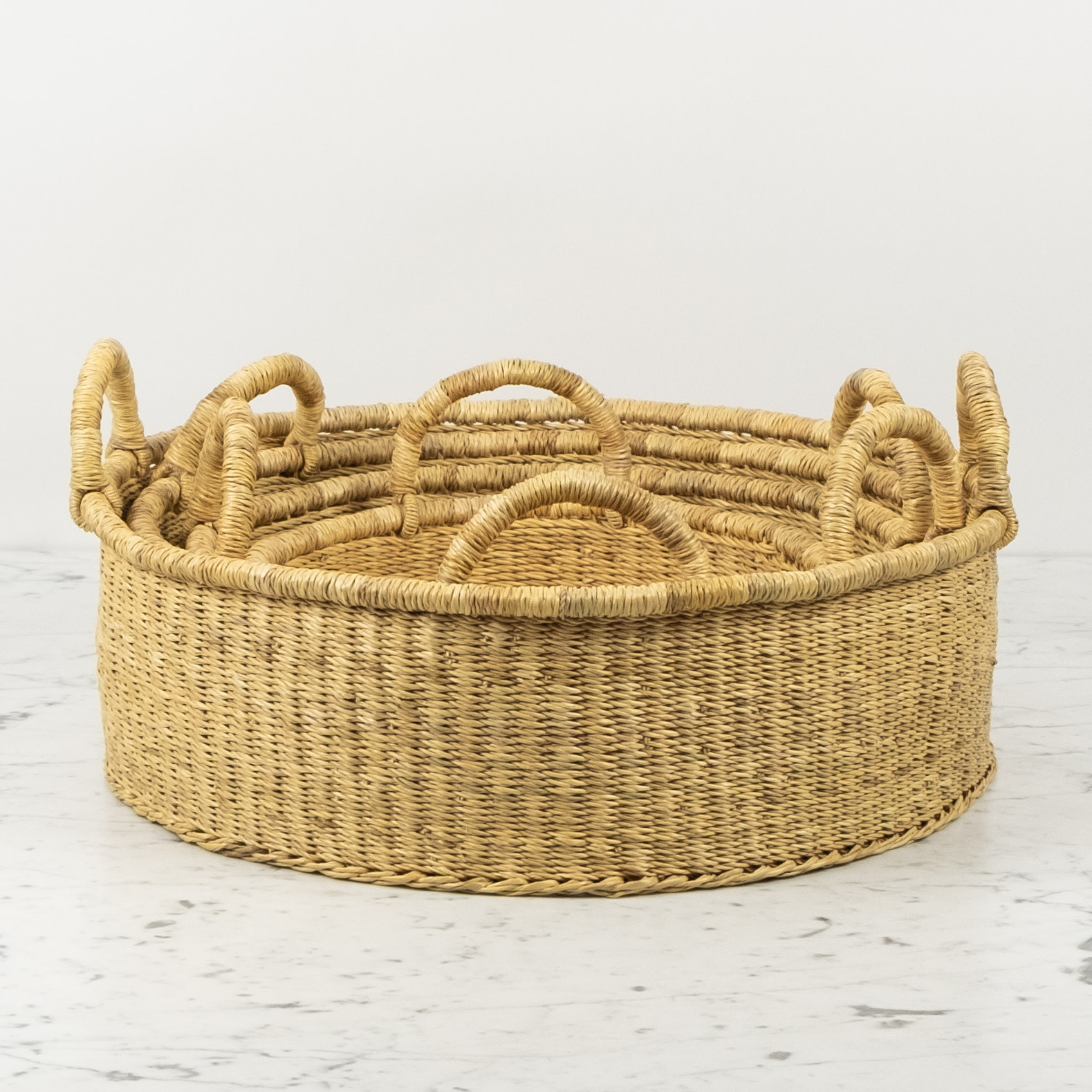 Handwoven Low Bolga Tray - 13" to 14" D - Extra Small