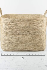 Jute Rectangular Basket with Handles - 14 x 10 x 10"