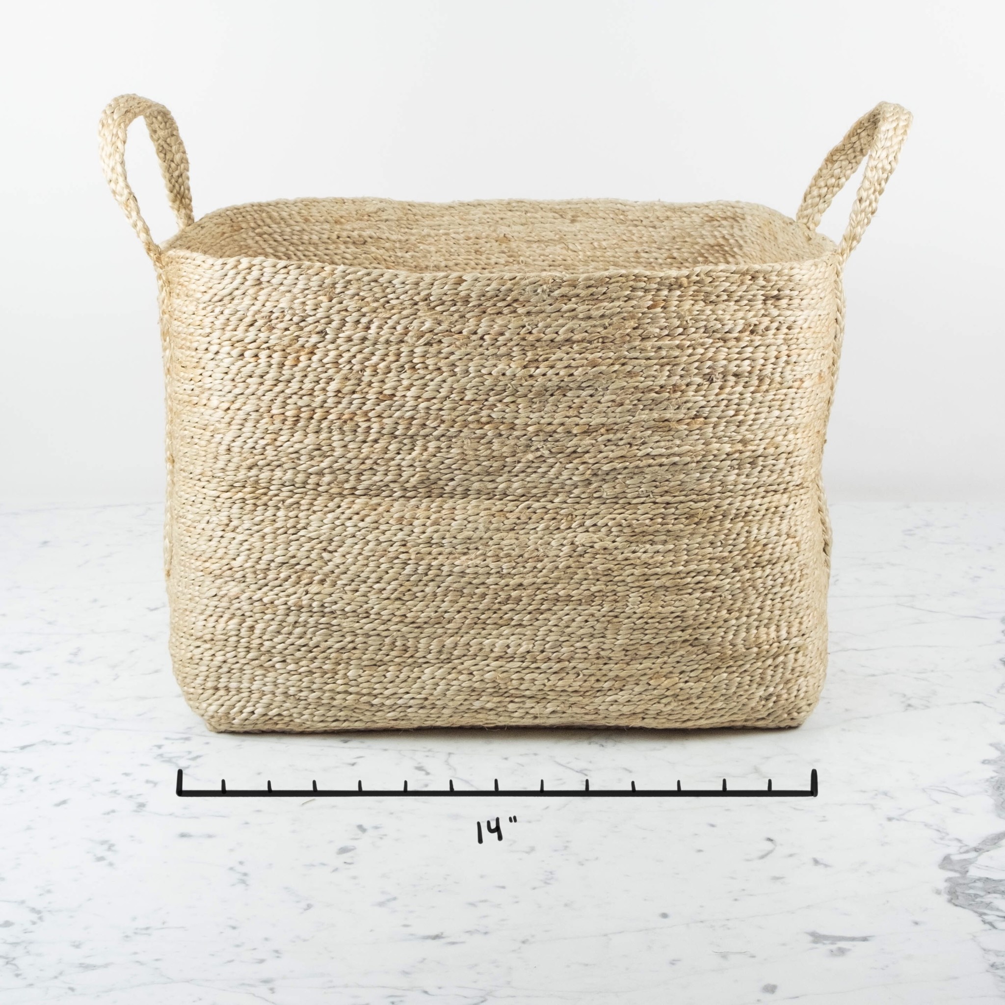 Jute Rectangular Basket with Handles - 14 x 10 x 10"