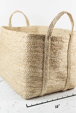 Jute Rectangular Basket with Handles - 14 x 10 x 10"