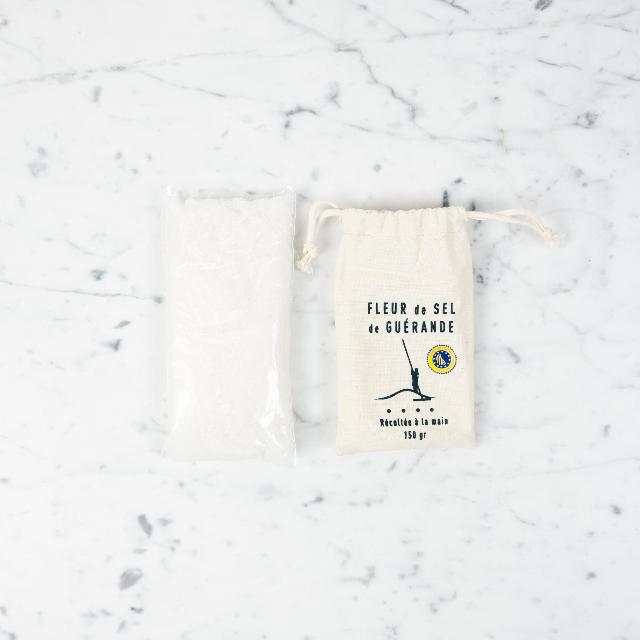 Fleur de Sel de Guerande Bag Printed Cotton 150 grams of Sea Salt