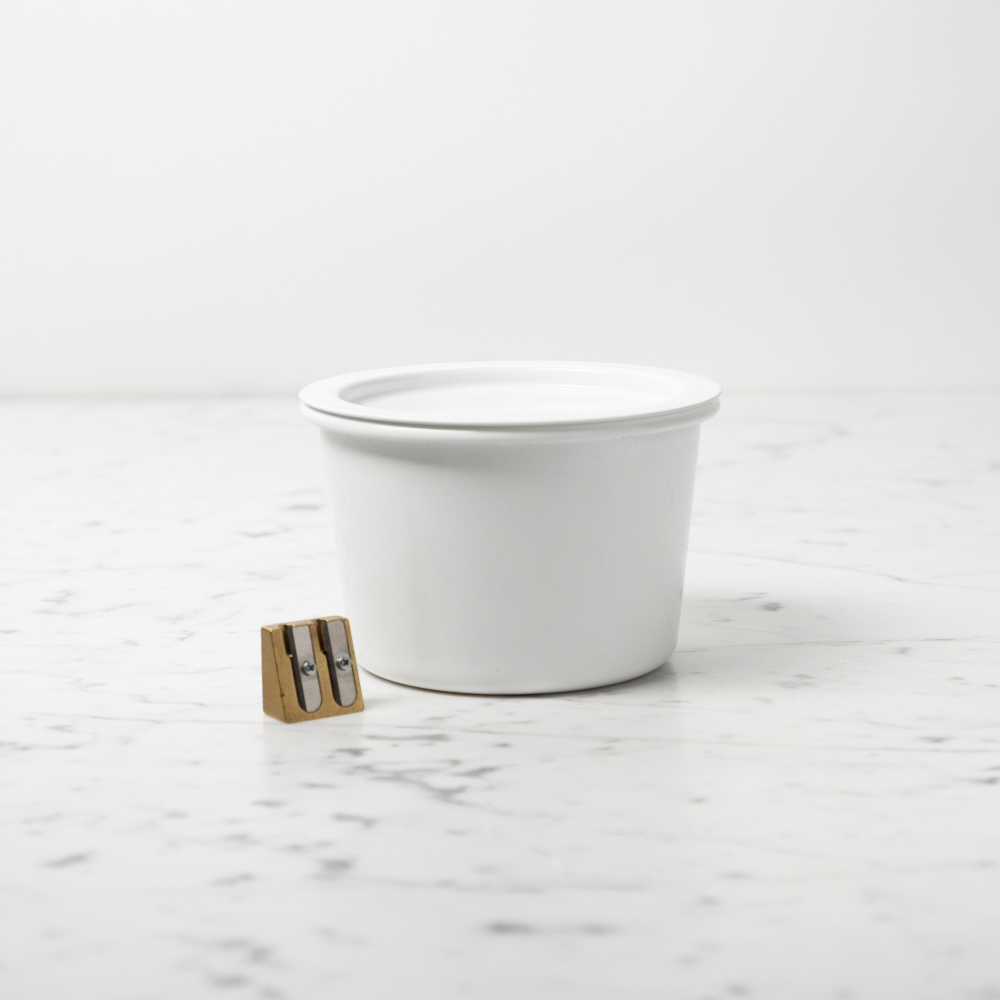 Japanese White Enamel Container - Medium - 4.75 x 3.5"