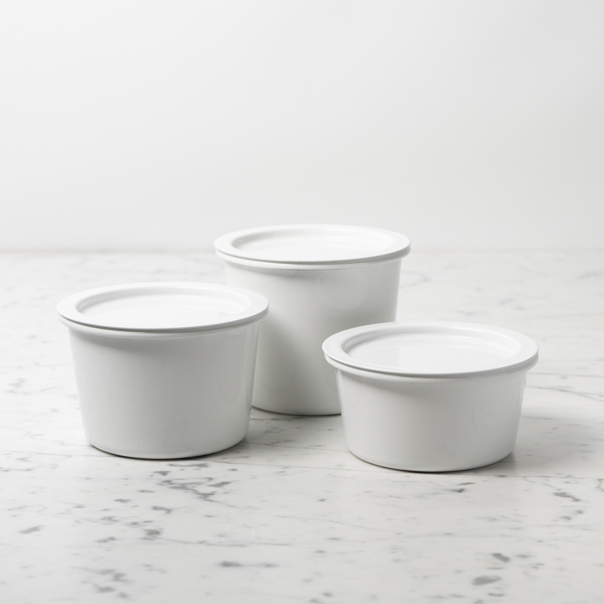 Japanese White Enamel Container - Medium - 4.75 x 3.5"