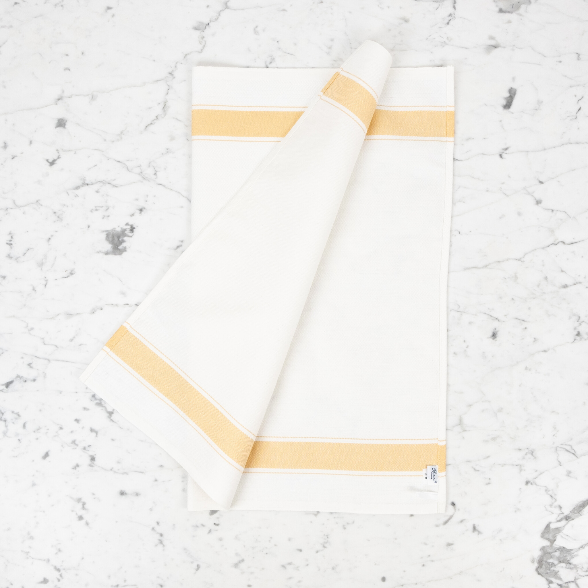 Italian Cotton Kitchen Towel - Herringbone Yellow - 26in x 23in