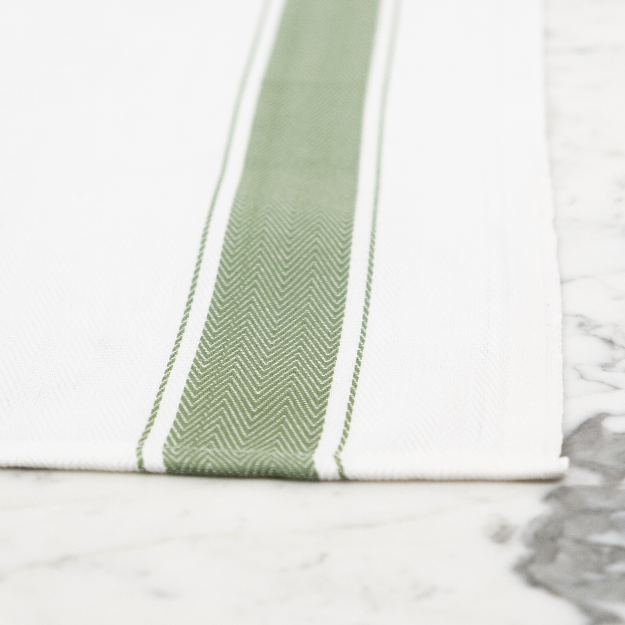 Italian Cotton Kitchen Towel - Herringbone Green - 26in x 23in