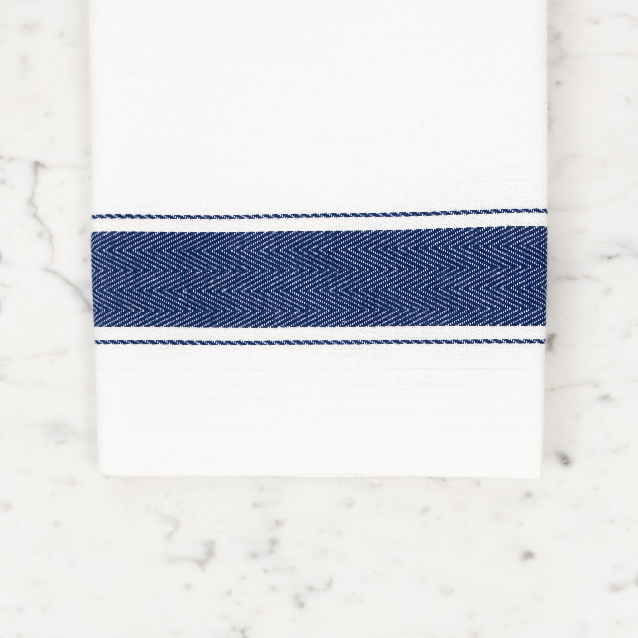 Italian Cotton Kitchen Towel - Herringbone Blue - 26in x 23in