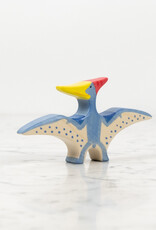 Holztiger Flying Blue Pteranodon Dinosaur with Red Crest and Yellow Beak