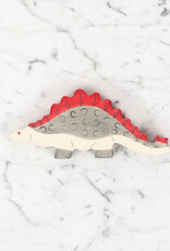 Holztiger Grey Stegosaurus Dinosaur with Red Spines