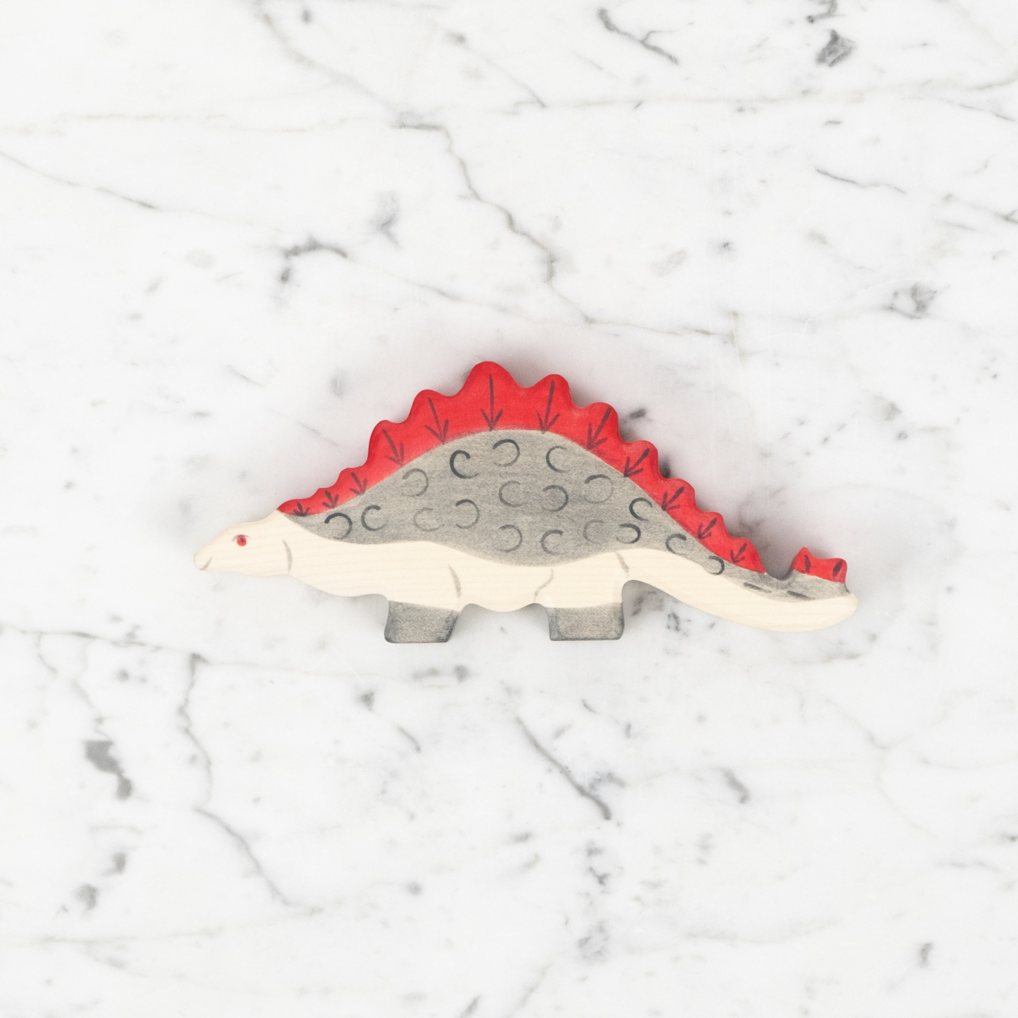 Holztiger Grey Stegosaurus Dinosaur with Red Spines