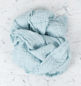Washed French Linen Gauze Scarf - Pale Blue - 24 x 70"