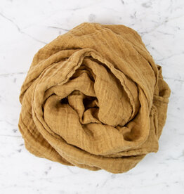 Linge Particulier Washed French Linen Gauze Scarf - Curry - 24 x 70"
