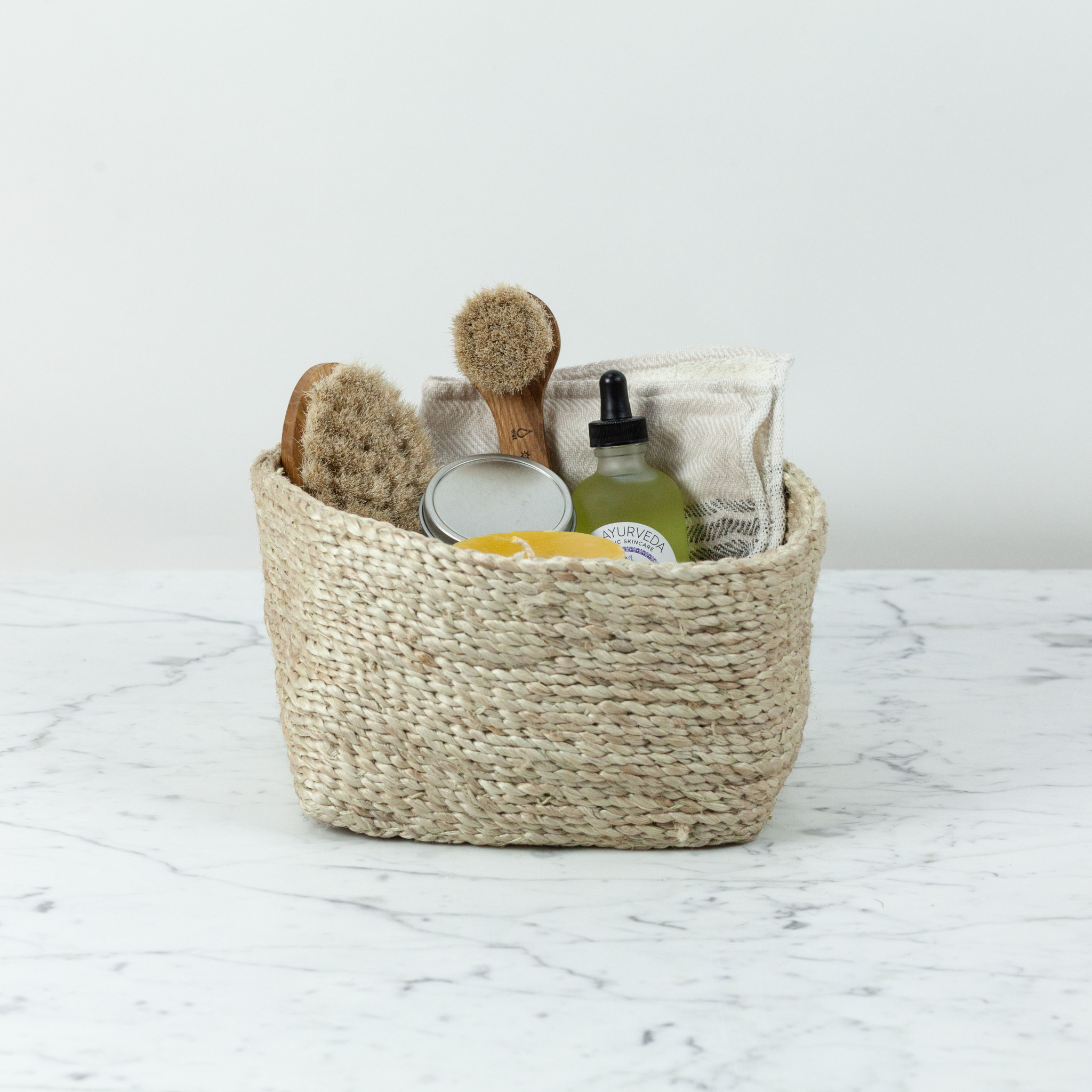 Jute Square Storage Basket  Low- 7 x 7 x 5"
