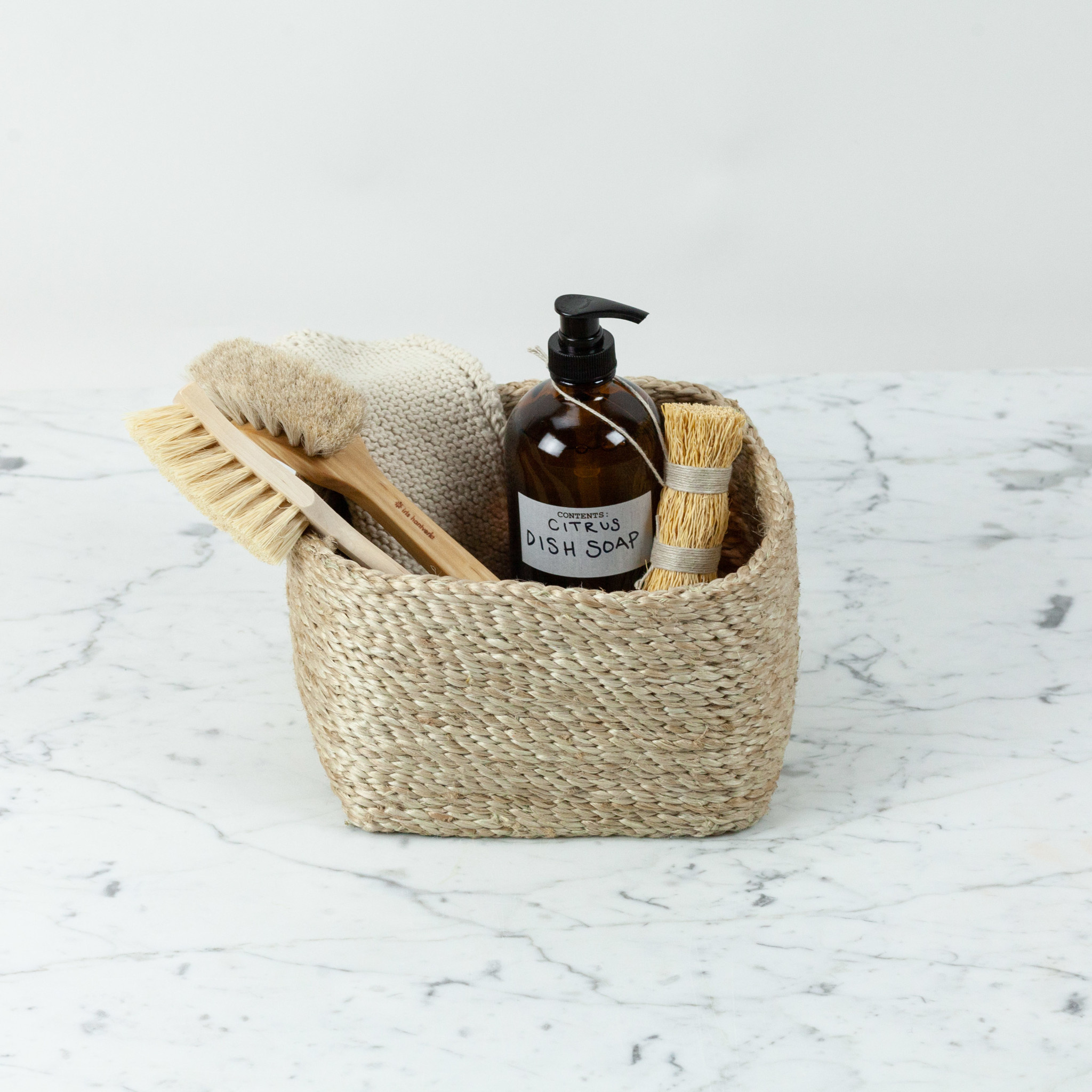 Jute Square Storage Basket  Low- 7 x 7 x 5"