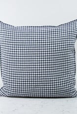 Linge Particulier French Linen Pillow Cover - 25" - Anthracite Grey Gingham
