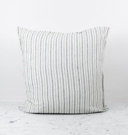 Linge Particulier French Linen Pillow Cover - 20" - Beige + Black Pajama Stripes