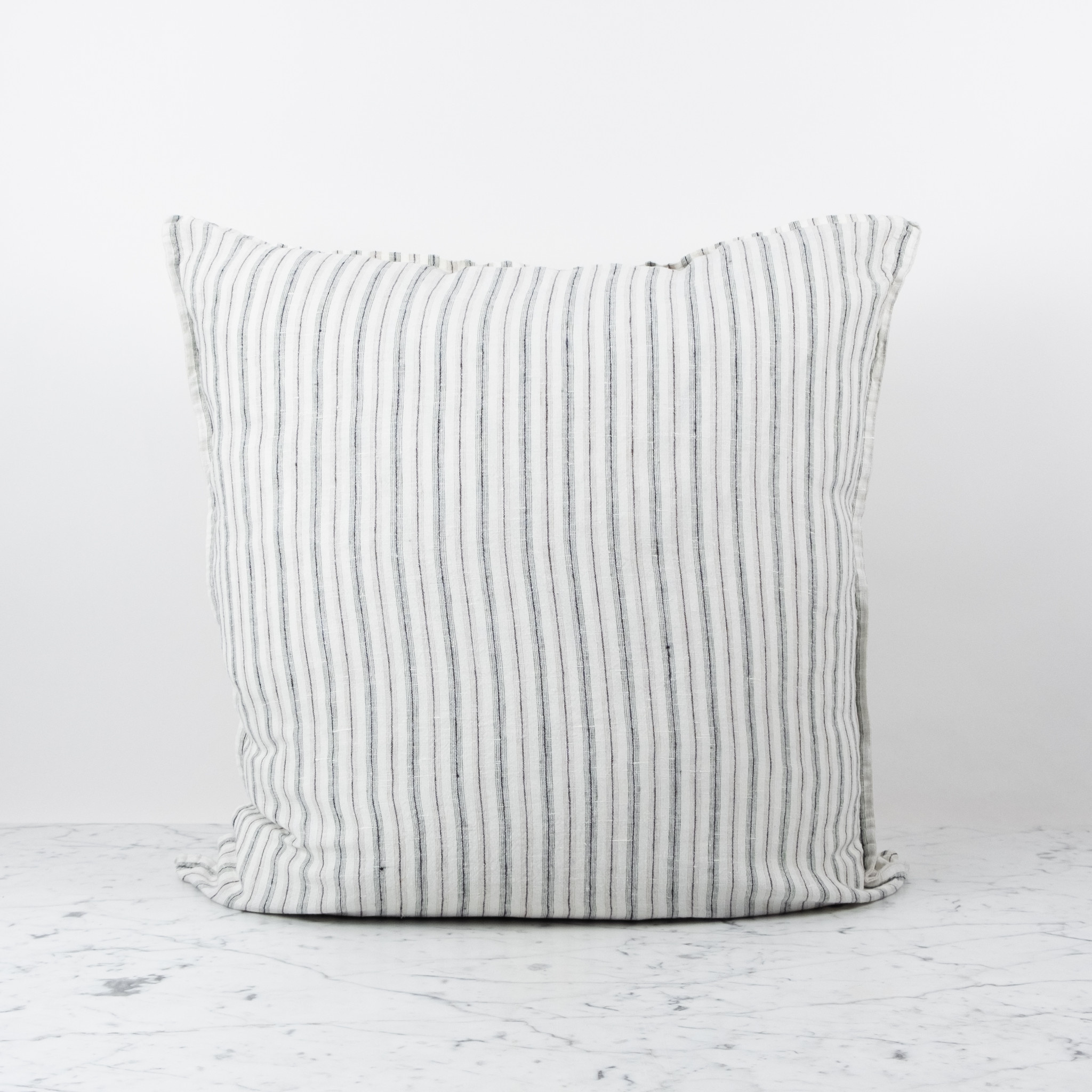 Linge Particulier French Linen Pillow Cover - 20" - Beige + Black Pajama Stripes