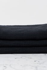 Linge Particulier French Linen + Cotton XL Waffle Bath Towel - Black - 40 x 62"