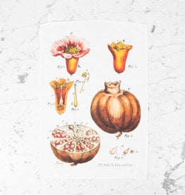 Linen Botanical Print Tea Towel - Pomegranate  - 17" x 24"