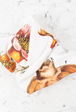 Linen Botanical Print Tea Towel - Pomegranate  - 17" x 24"