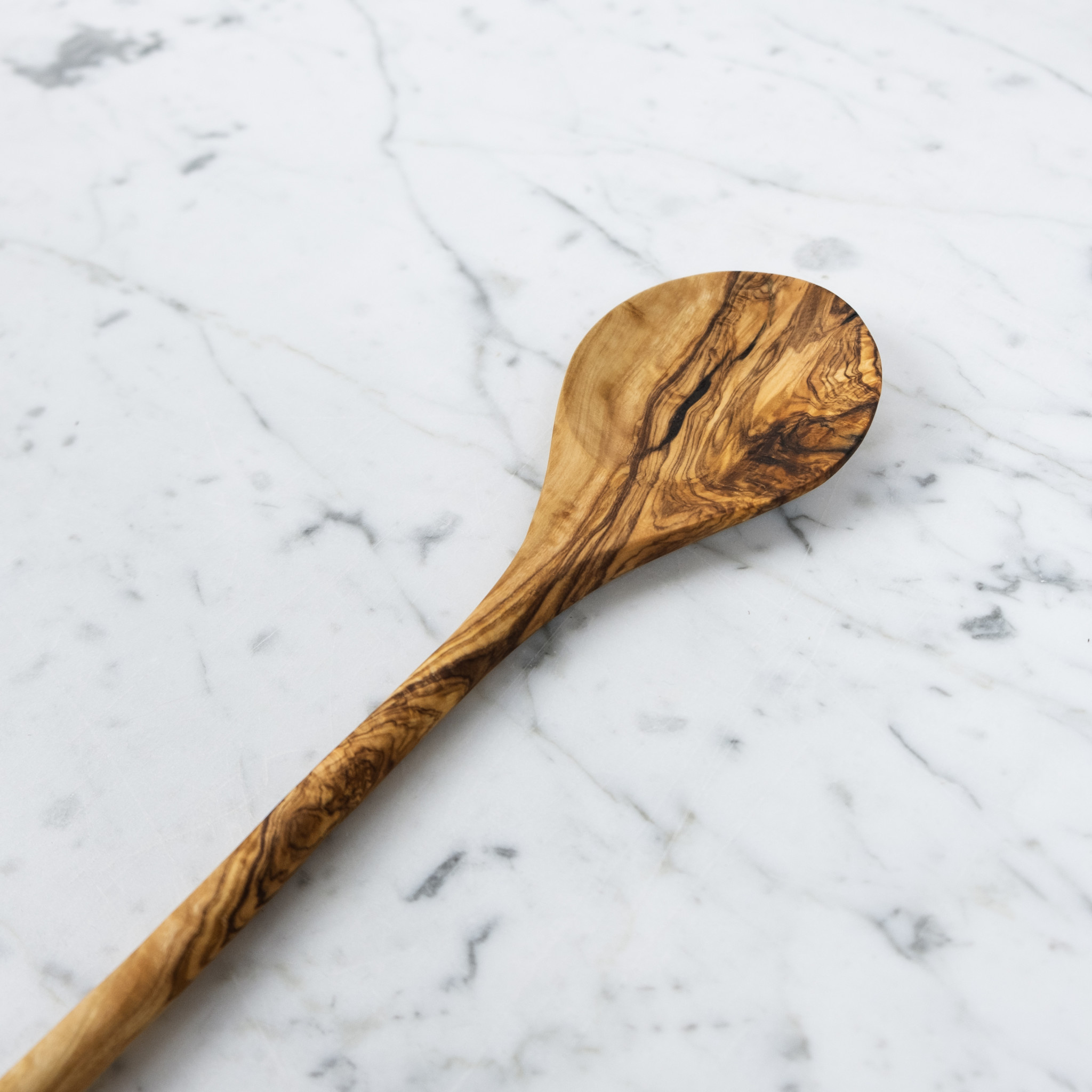 Hand Carved Generous Round Olivewood Serving Spoon - 10"