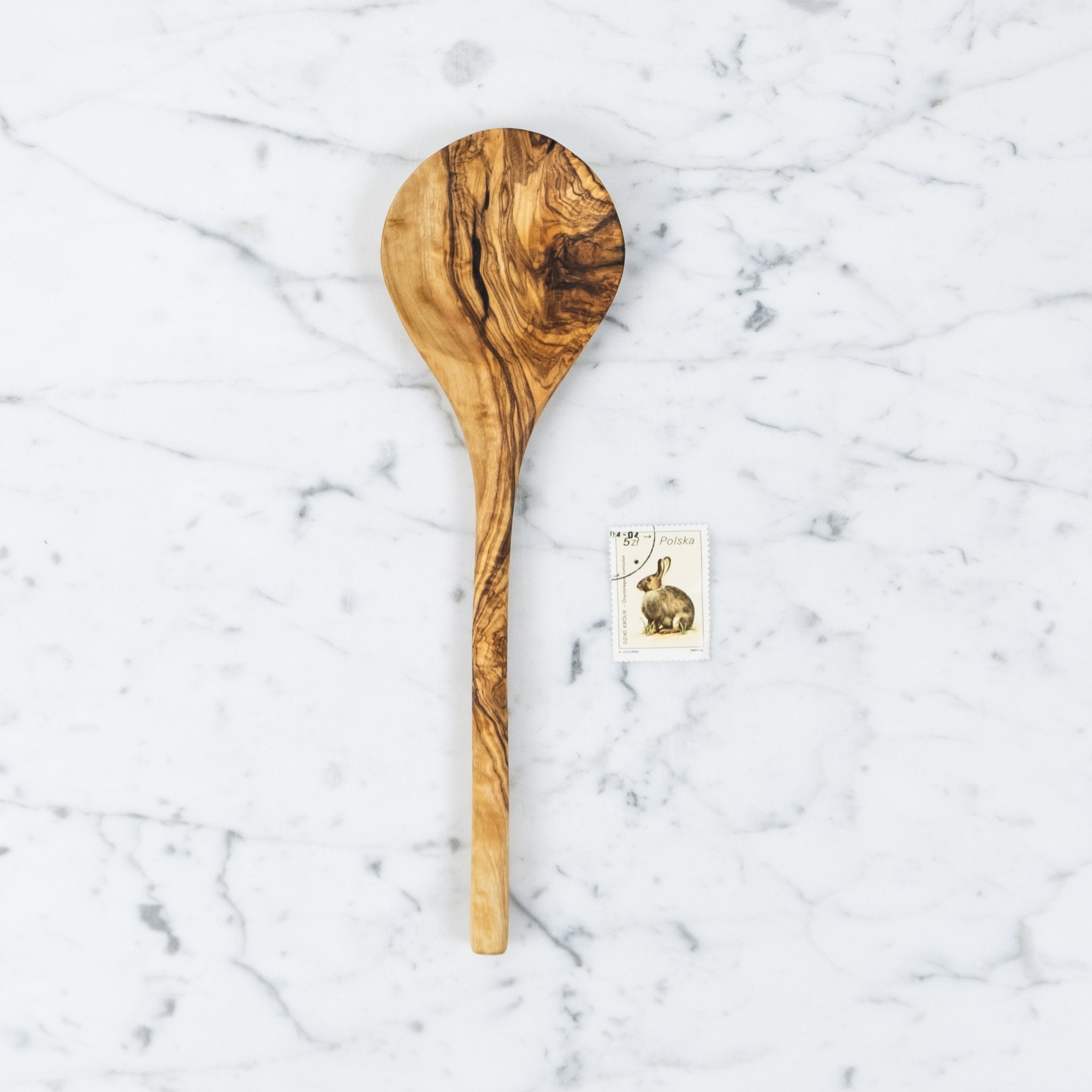 Hand Carved Generous Round Olivewood Serving Spoon - 10"