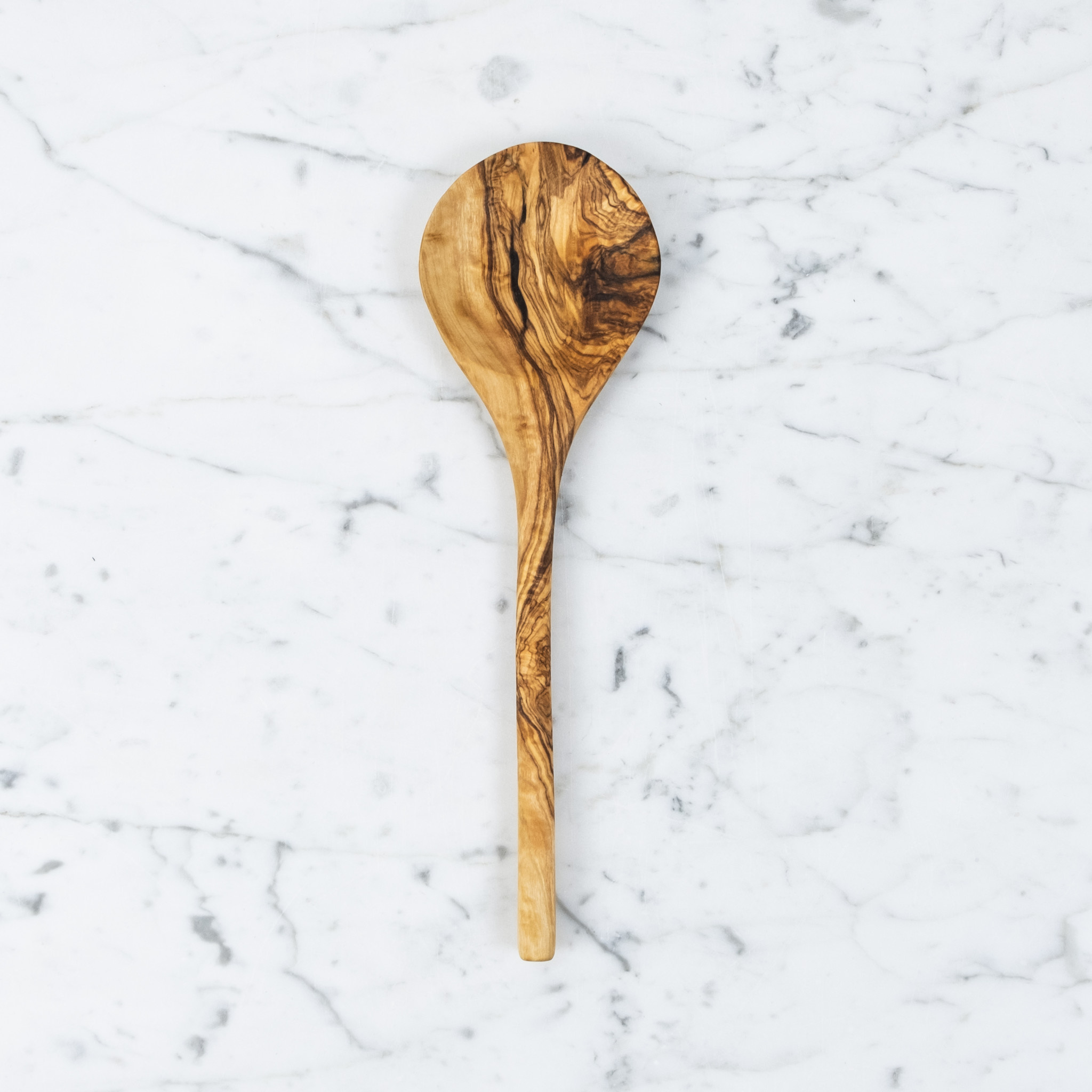 Hand Carved Generous Round Olivewood Serving Spoon - 10"
